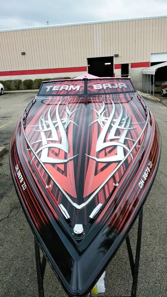 Boat wrap installation at Spade Kreations Cincinnati OH