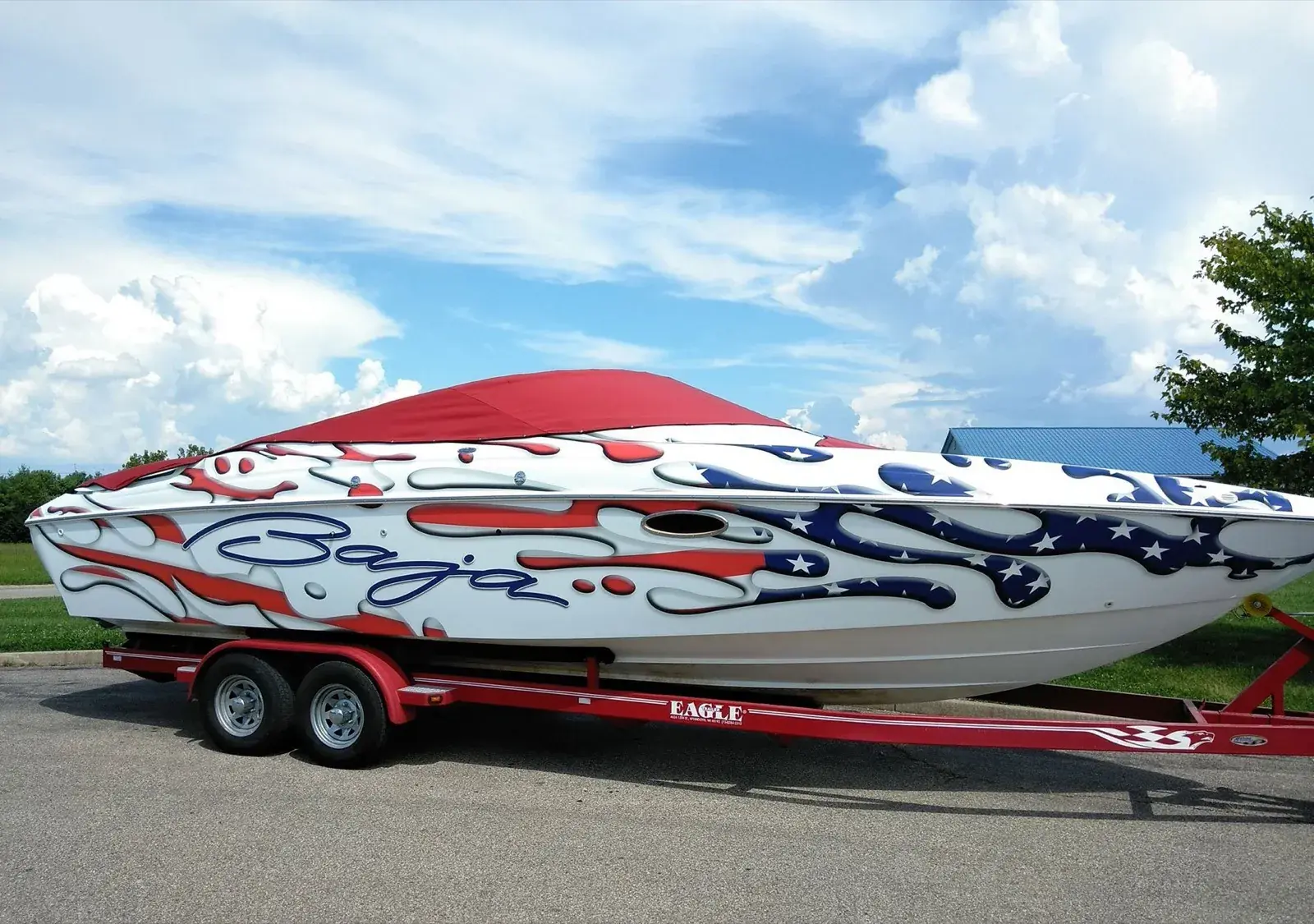 Custom boat vinyl wrap by Spade Kreations Cincinnati